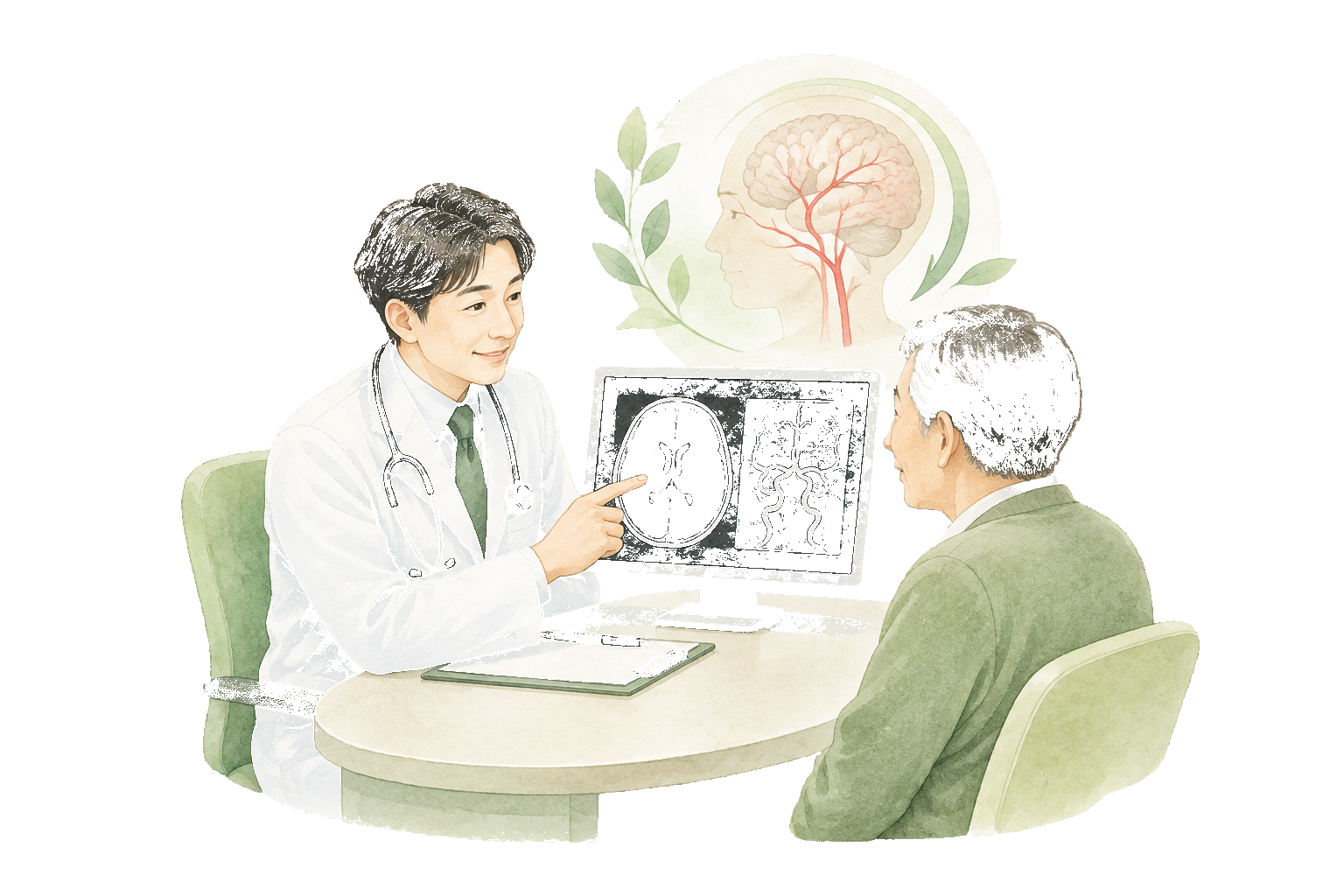 脳卒中の診療を表す患者向けイラスト