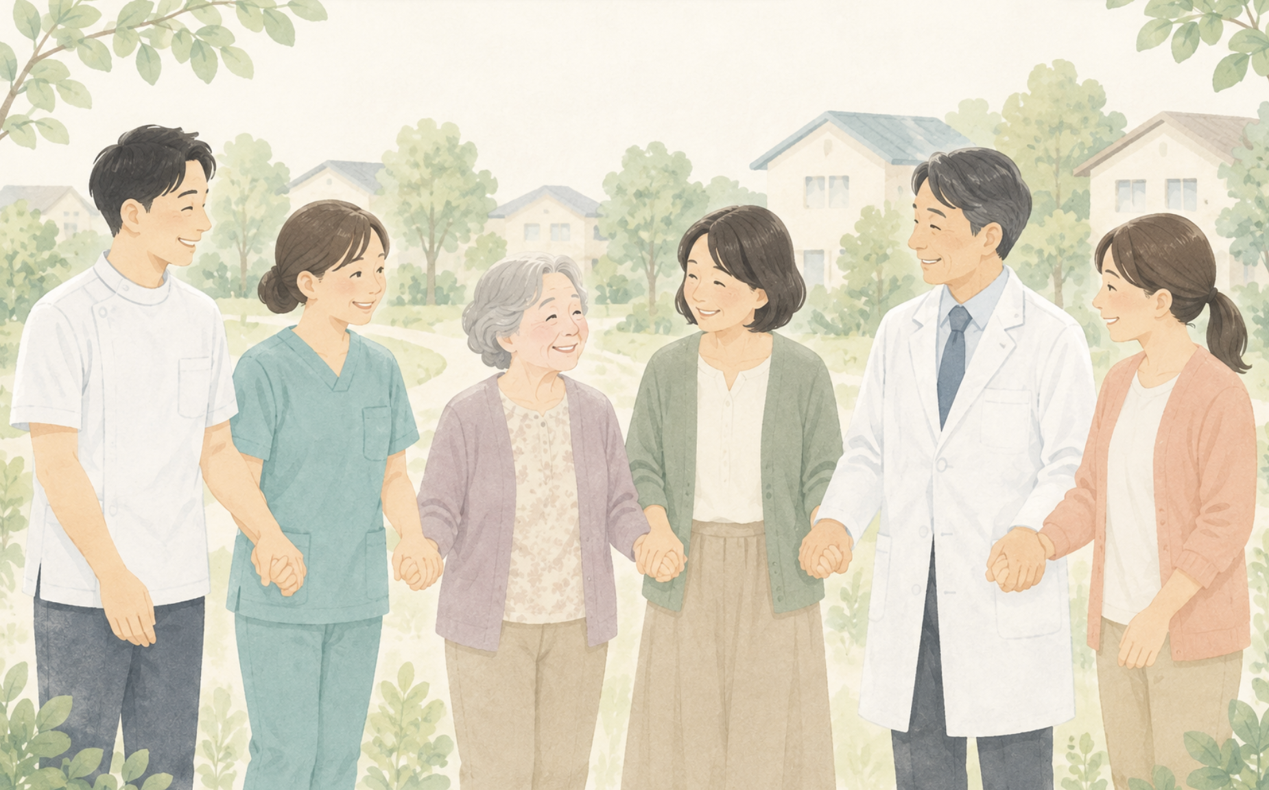 患者さん・ご家族と地域の支援者のつながりを表す地域連携のイメージ